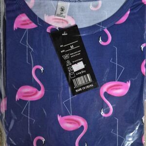 Medium - Navy Flamingo Nightgown PJ Pajama Medium - New